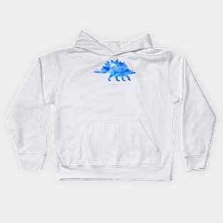 Blue Stegosaurus Watercolor Painting Kids Hoodie